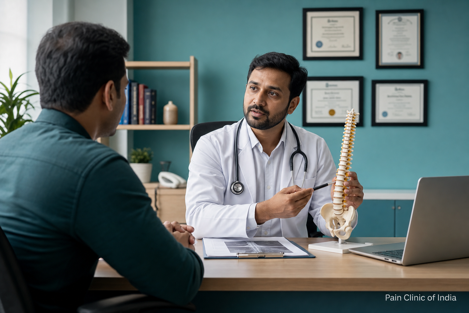 Pain specialist consulting with a patient at Pain Clinic of India
