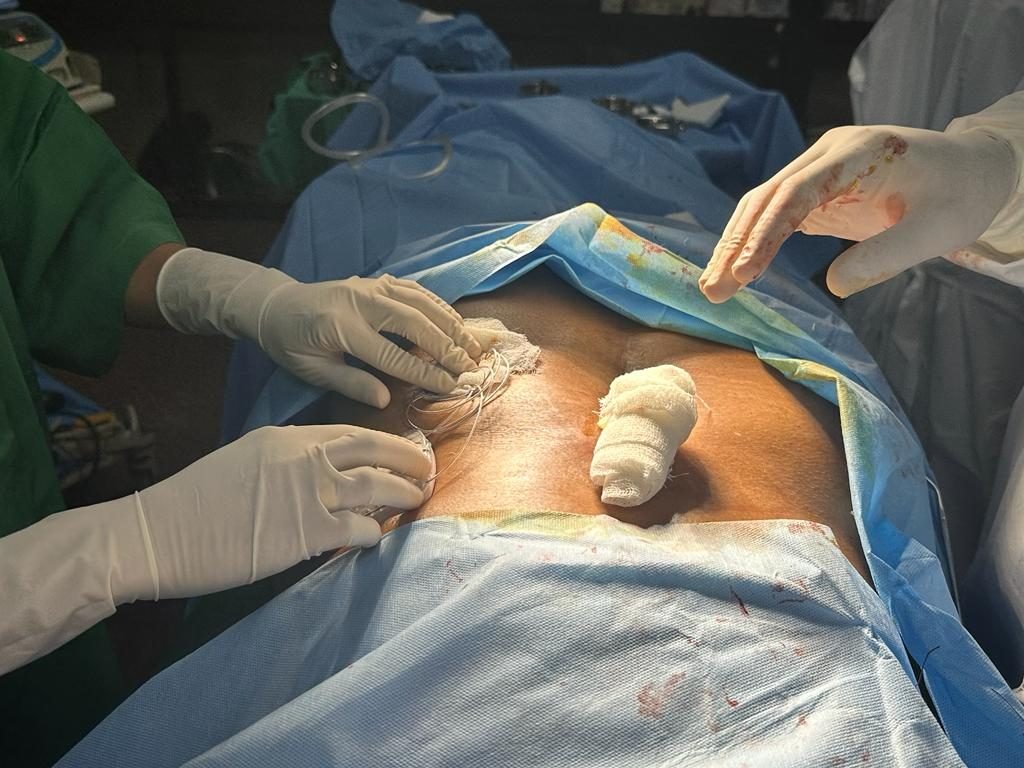 Sterile draped procedure field during an interventional pain procedure